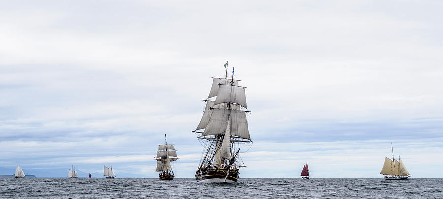 Parade of Tall Ships Photograph by Bob VonDrachek