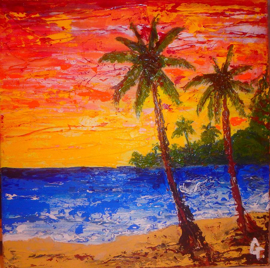 Paradise Beach Painting by Maria Iurescia