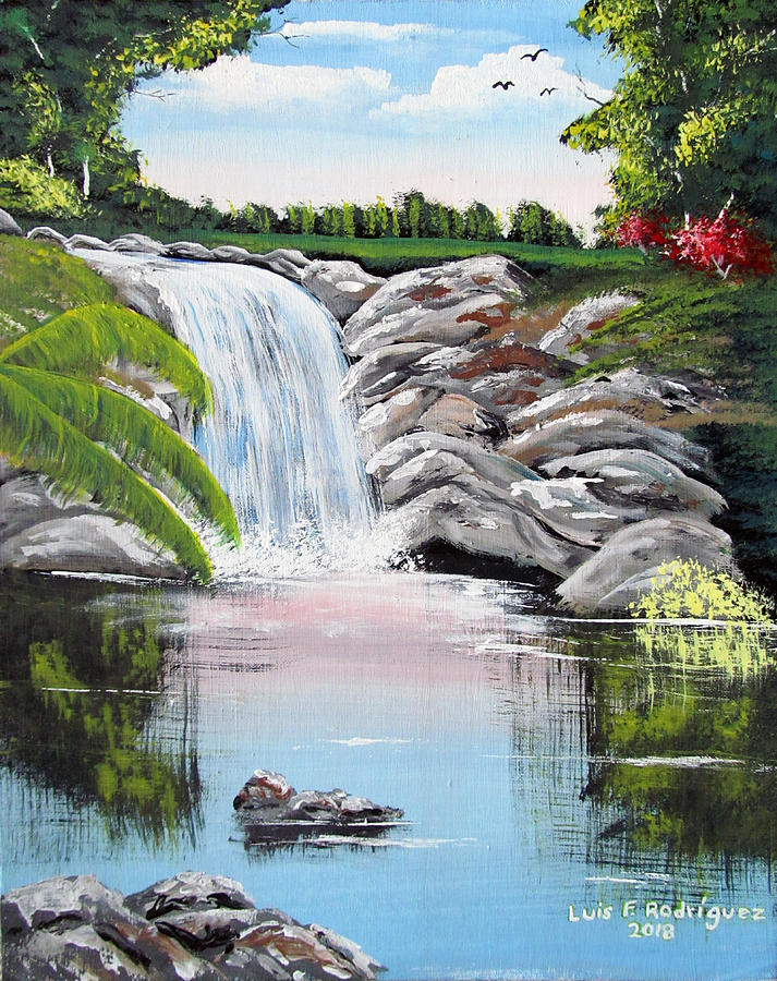 Paradise Falls Painting by Luis F Rodriguez