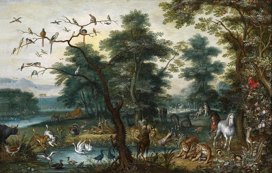 Jan Brueghel Painting - Paradise landscape with the Fall by Jan Brueghel the Younger