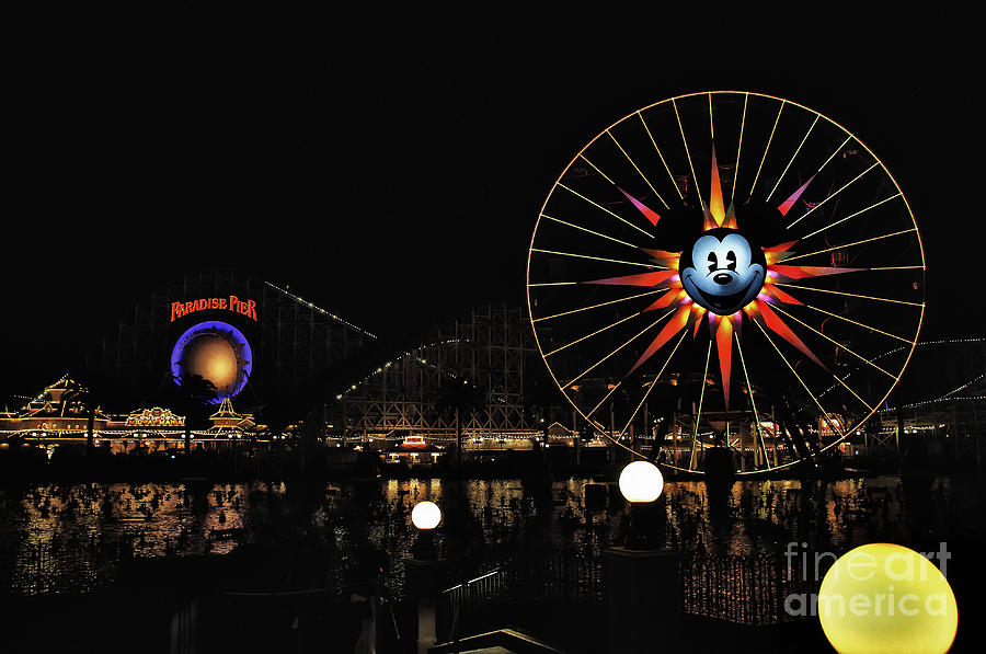Paradise Pier and Mickeys Fun Wheel Photograph by Peter Dang