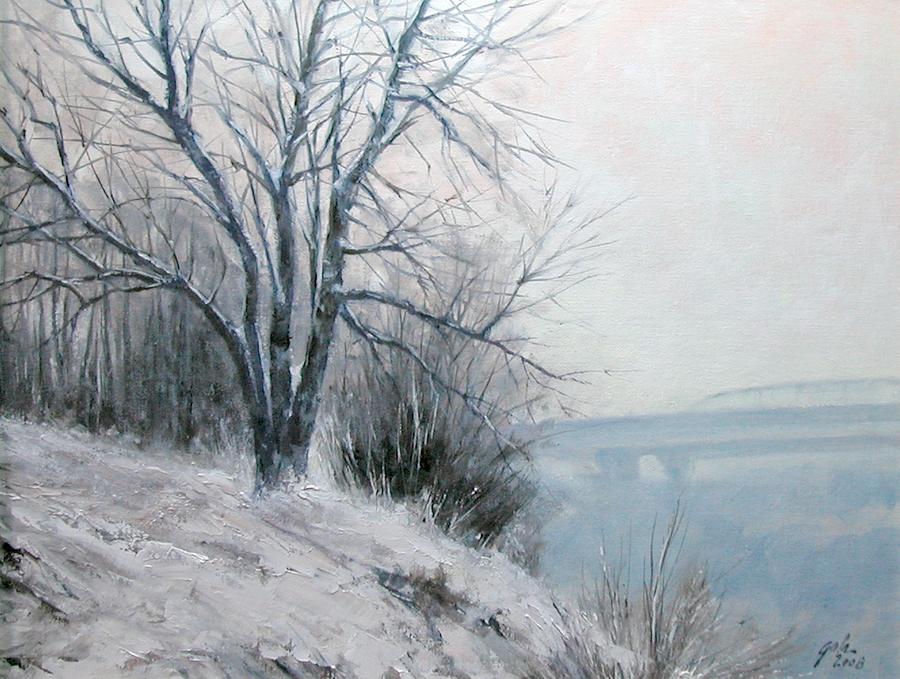 Paradise Point Bridge Winter Painting by Jim Gola