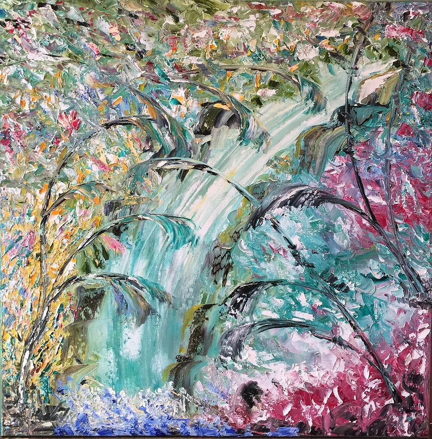 Paradise Waterfall Painting by Donna Painter