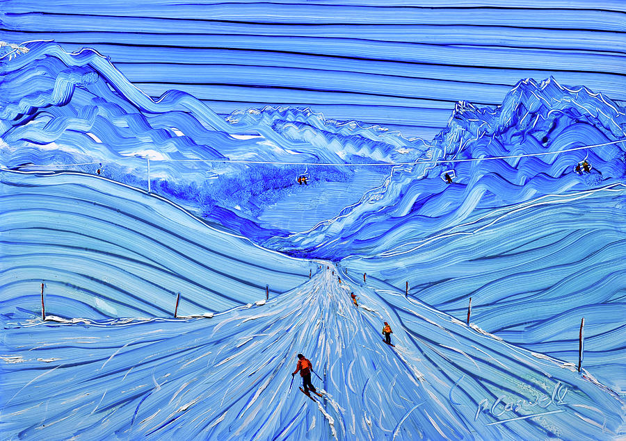 Paradiso Piste St Moritz Painting by Pete Caswell