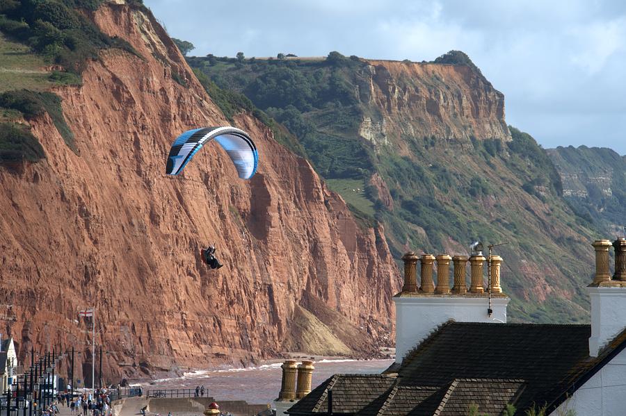 Paraglider over Sidmouth Photograph by Chris Day