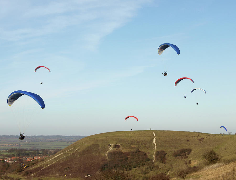 Landscape Photograph - Paragliding at Dunstable Downs by Graham Custance