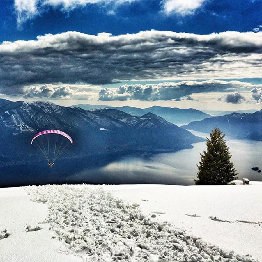 Mountain Photograph - #paragliding #cimetta #locarno #tessin by Thomas Lindauer