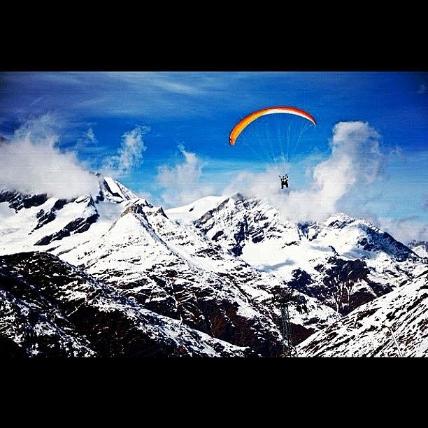 Mountain Photograph - Paragliding In Zermatt. Swiss Alps by Chus Alonso