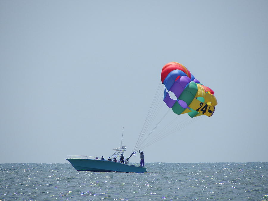 Boat Photograph - Parasailing by Cathy Harper