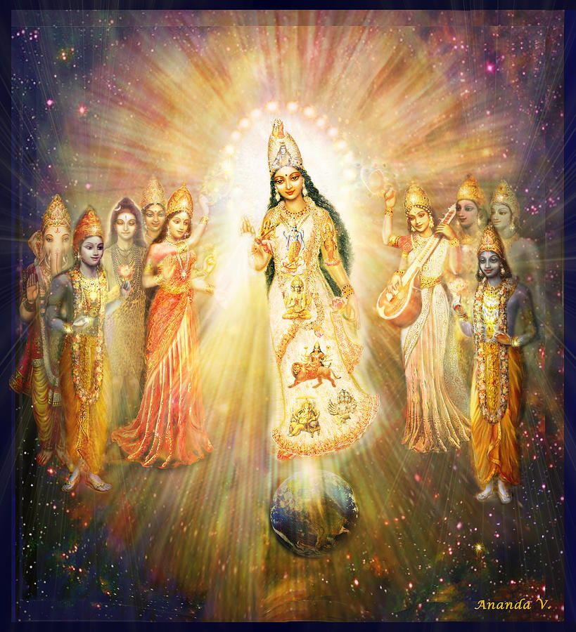 Goddess Mixed Media - Parashakti Devi - the Great Goddess in Space by Ananda Vdovic