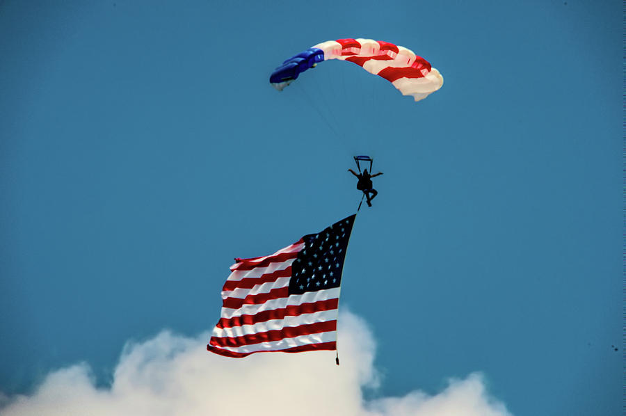 Paratrooper with Flag v3 Photograph by John Straton
