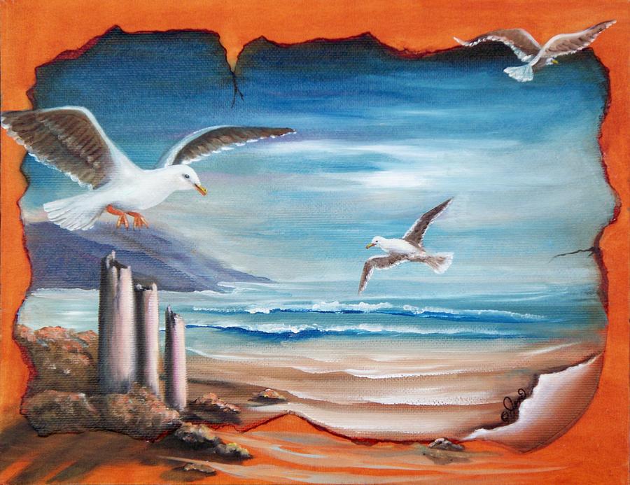 Parchment Seascape Painting by Joni McPherson