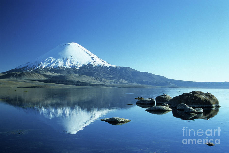 Parinacota volcano reflections Chile Photograph by James Brunker
