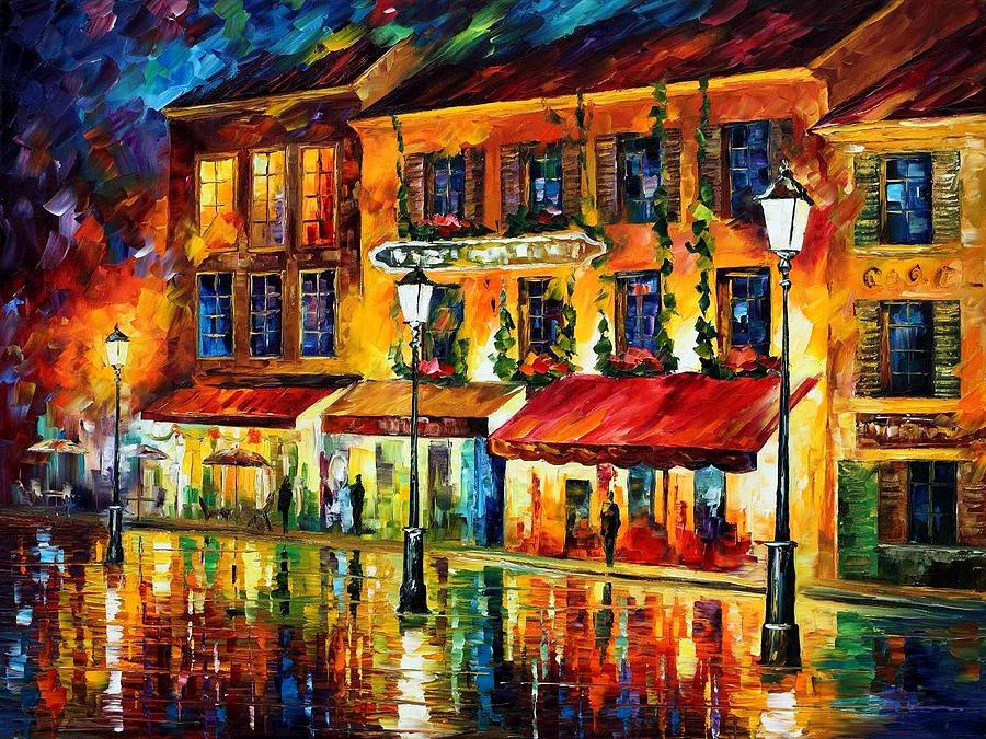 Paris - Night Montmartre Painting by Leonid Afremov