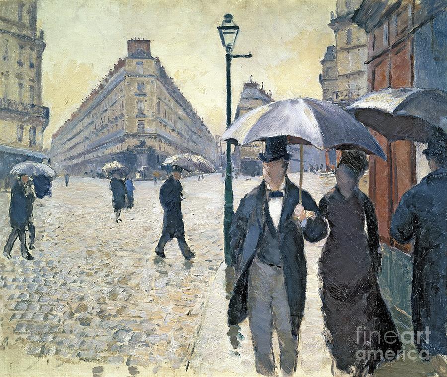 Sketch Painting - Paris a Rainy Day by Gustave Caillebotte