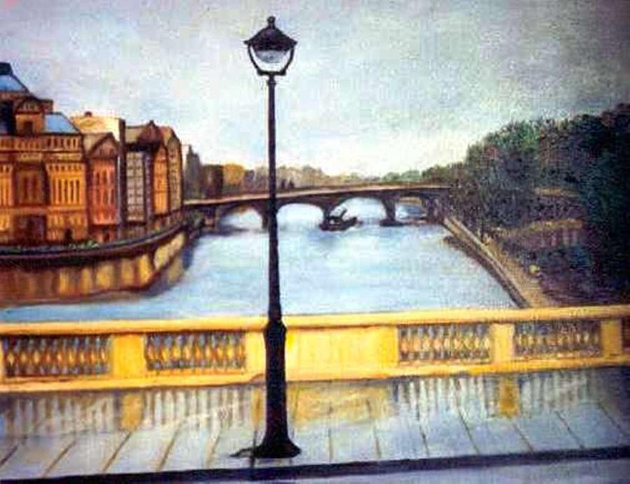 Bridge Painting - Paris After The Rain by Gloria M Apfel