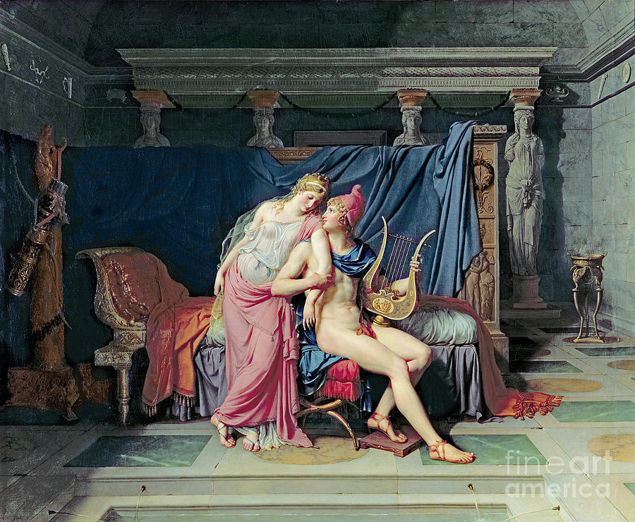 Greek Painting - Paris and Helen by Jacques Louis David