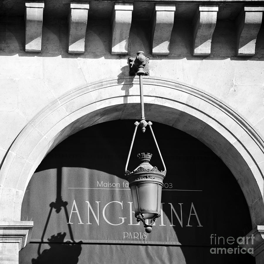 Paris Angelina Cafe Bistro Coffee House Black and White Paris Decor Wall Art Home Decor Photograph by Kathy Fornal