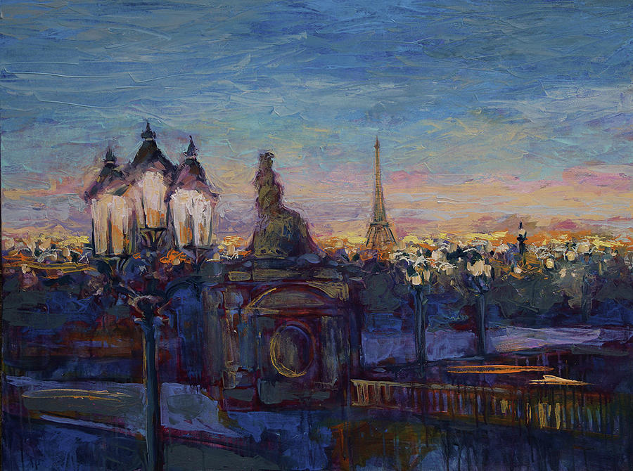 Paris At Night Painting By Alexandra Nelipa