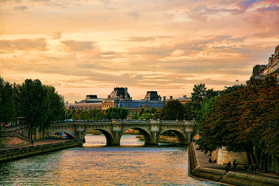 Paris Photograph - Paris at Sunset The Seine River  by Chuck Kuhn