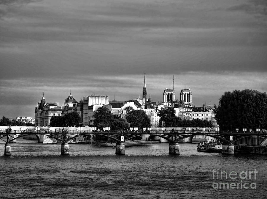Paris Blk n Wht Seine River Photograph by Chuck Kuhn