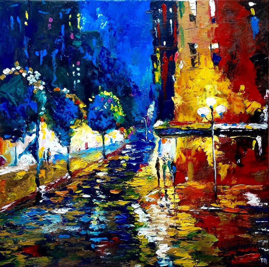 Oil Painting - Paris Boulevard by Tanija Petrus