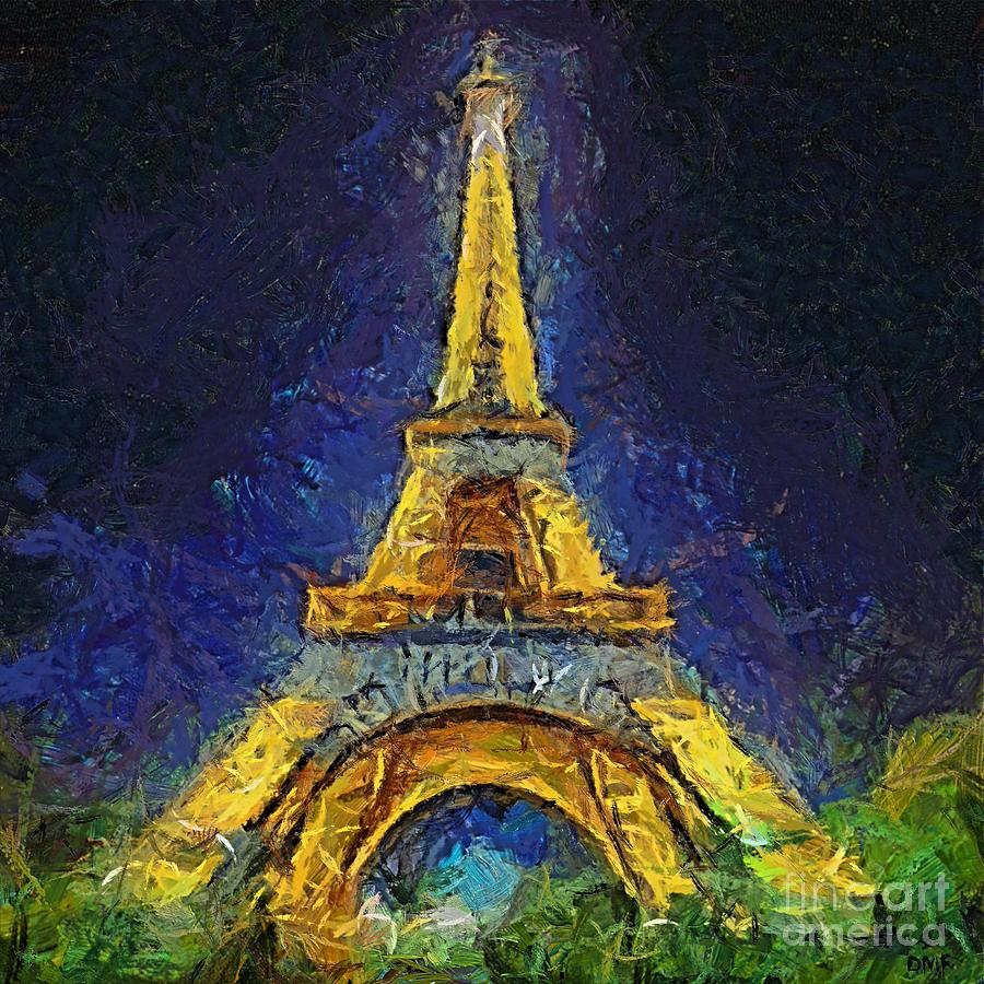 Landscape Painting - Paris by night by Dragica  Micki Fortuna