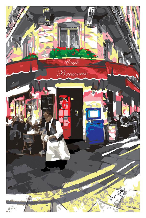 Paris France Cafe Bistro  Digital Art by Inge Lewis