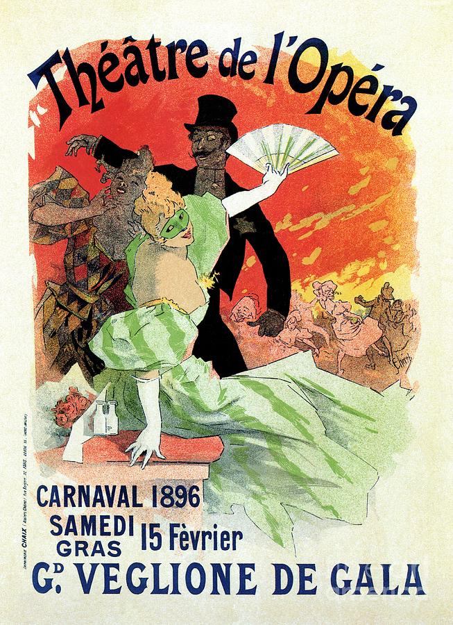 Paris Carnival 1896 Opera Theatre Jules Cheret Drawing by Heidi De Leeuw