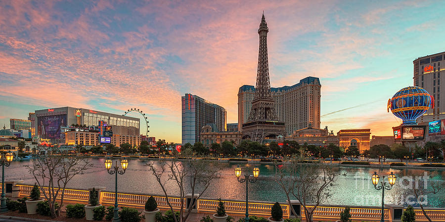 Eiffel Tower Photograph - Paris Casino Warm Sunrise by Aloha Art