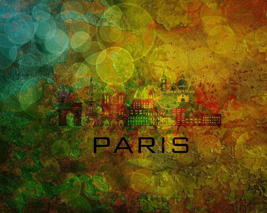 Paris City Skyline On Grunge Background Illustration Photograph