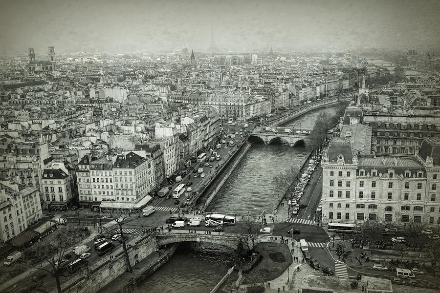 Paris Photograph - Paris Cityscape BW by Joan Carroll