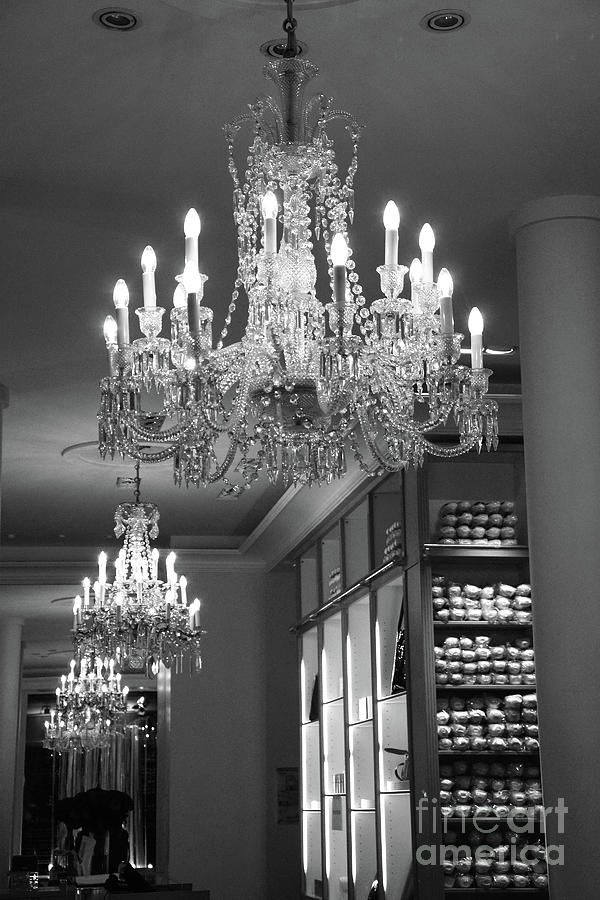 Paris Black and White Crystal Chandelier - Paris Repetto Ballet Chandelier Photograph by Kathy Fornal