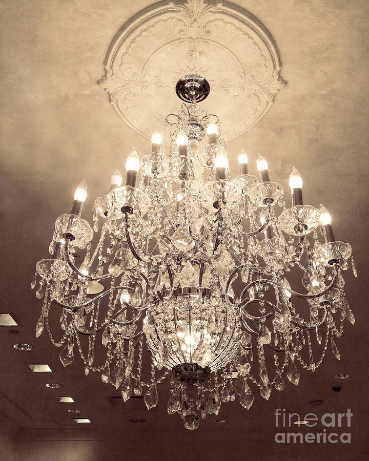 Paris Golden Sparkling Elegant Opulent Chandelier Fine Art Photograph by Kathy Fornal