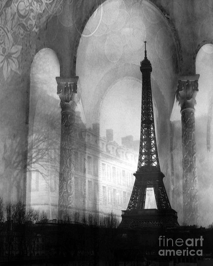 Paris Eiffel Tower Architecture Black and White Fine Art Photography Photograph by Kathy Fornal