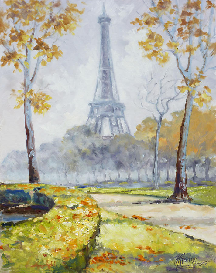 Paris Eiffel Tower from Trocadero Park Painting by Irek Szelag