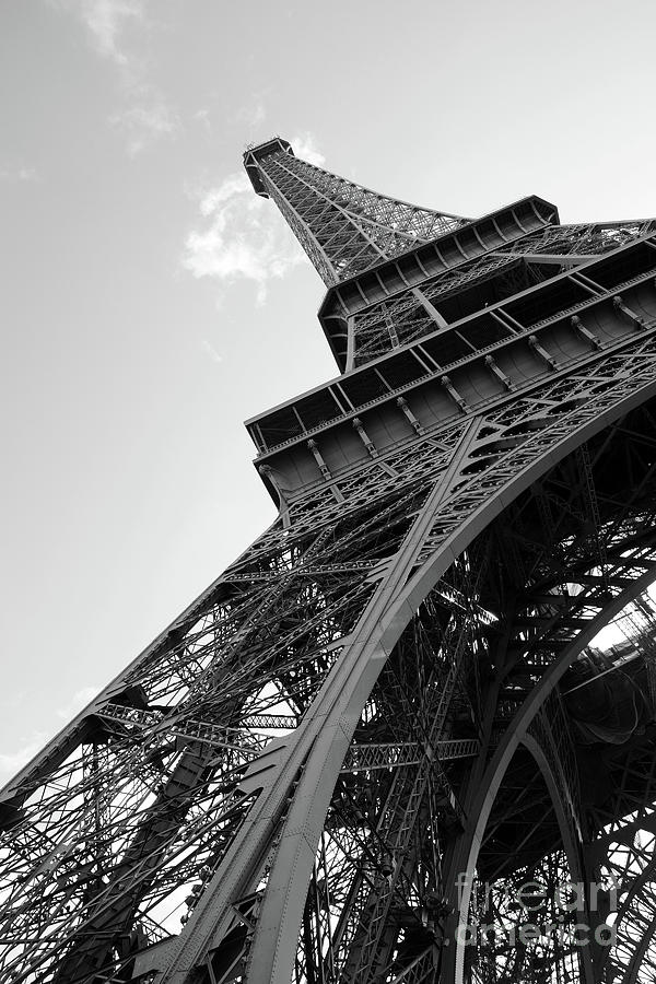 Paris Eiffel Tower Iron Structure Architecture - Eiffel Tower Black and White Decor Photograph by Kathy Fornal