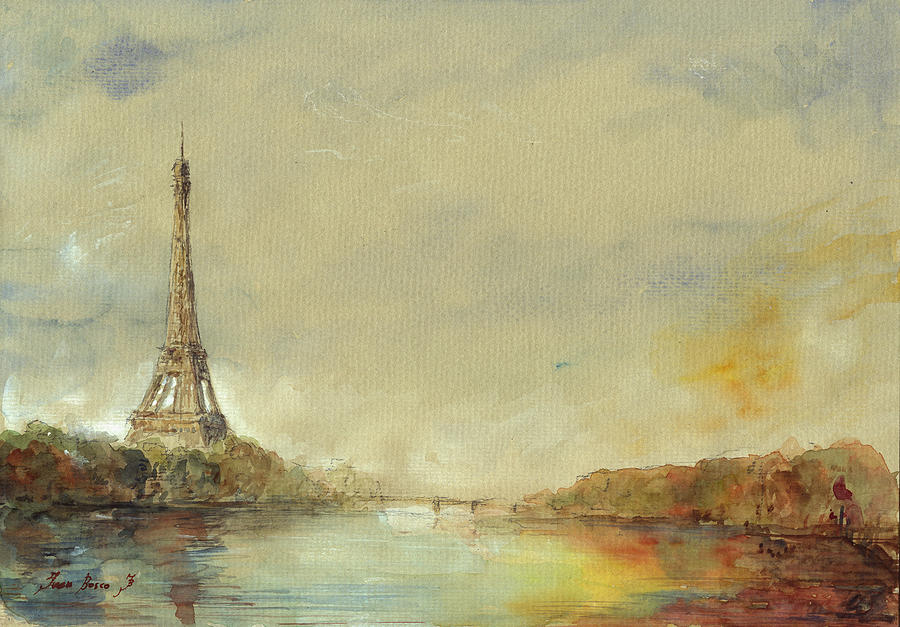 Paris Painting - Paris Eiffel tower painting by Juan  Bosco