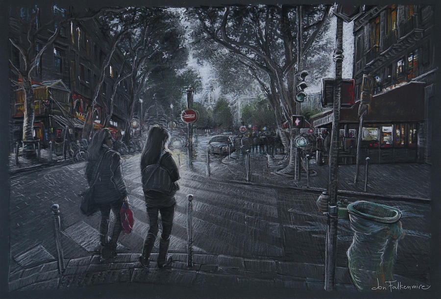 Paris Evening Drawing by Jon Falkenmire