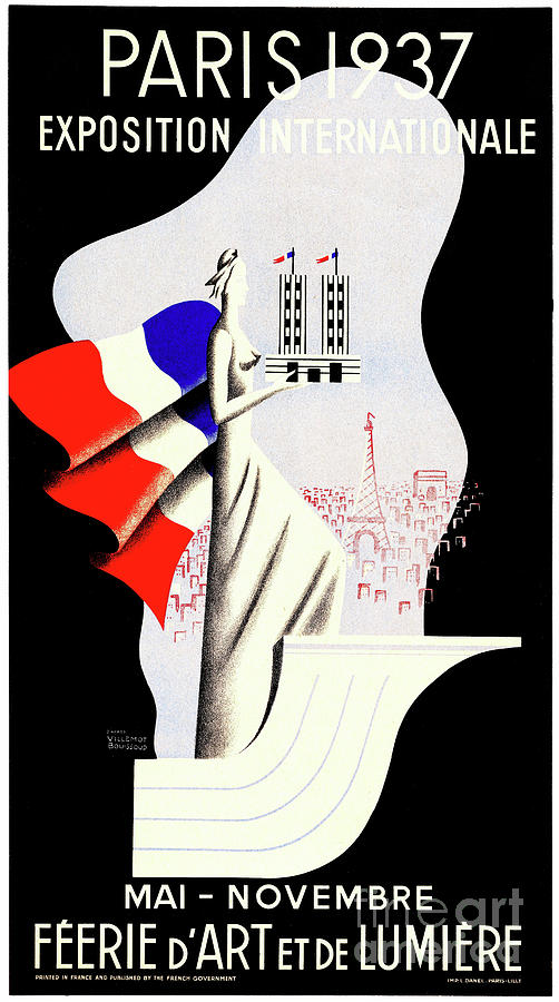Paris Expo 1937 Art and Light Drawing by Heidi De Leeuw