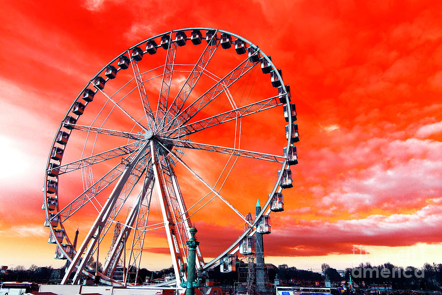 Paris Ferris Wheel Pop Art in France Photograph by John Rizzuto