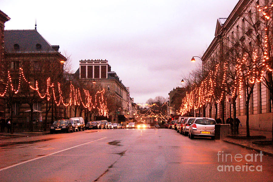 Paris Holiday Christmas Street Scene - Christmas In Paris Photograph by Kathy Fornal