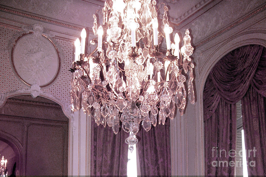 Paris Hotel Regina Crystal Chandelier - Paris French Crystal Chandelier Prints Home Decor Photograph by Kathy Fornal