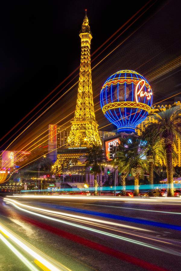 Paris In Las Vegas Strip Light Show Photograph by Susan Candelario