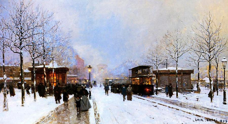 Paris in Winter Painting by Luigi Loir