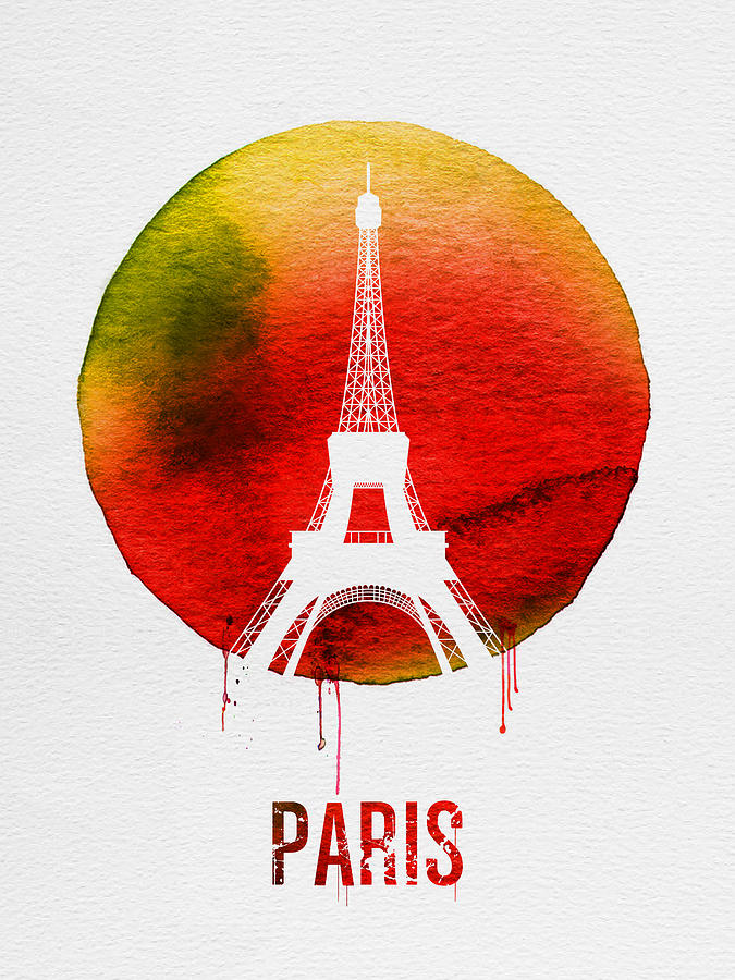 Paris Digital Art - Paris Landmark Red by Naxart Studio
