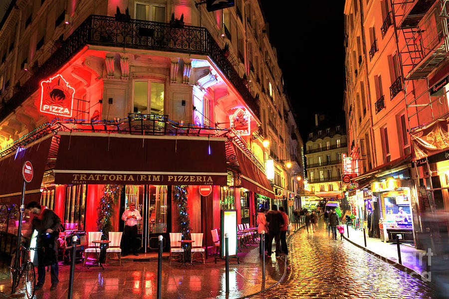 Paris Latin Quarter Pizza at Night Photograph by John Rizzuto