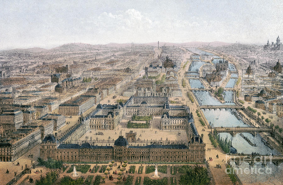 Paris, Louvre And Tuileries Drawing by Granger