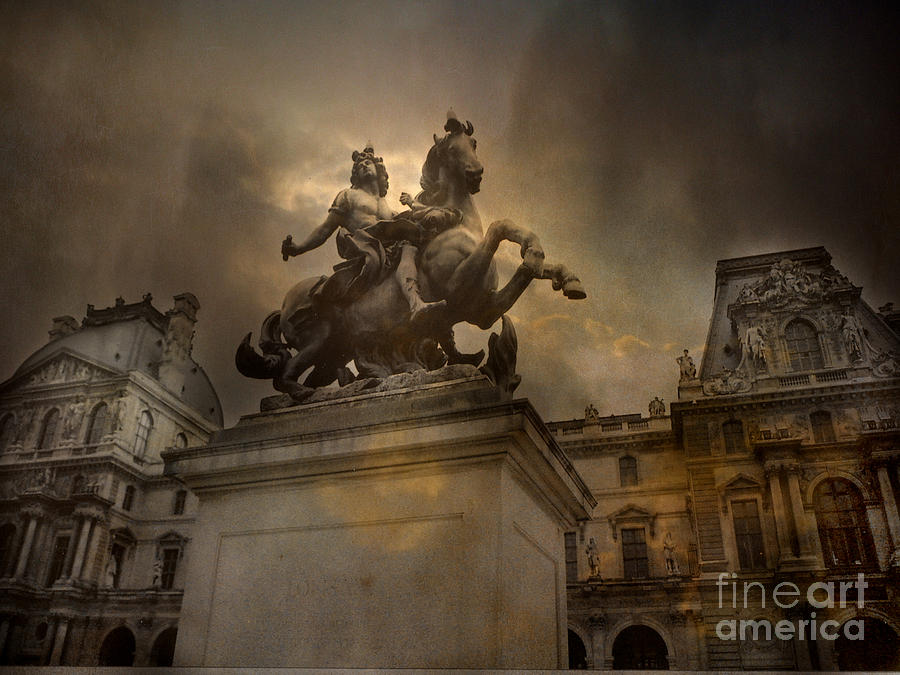 King Louis Xiv Photograph - Paris - Louvre Palace - Kings of Paris - King Louis XIV Monument Sculpture Statue by Kathy Fornal