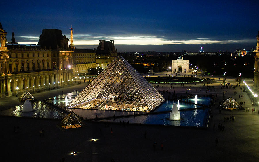 Paris - Louvre Pyramid at Night Photograph by Georgia Mizuleva